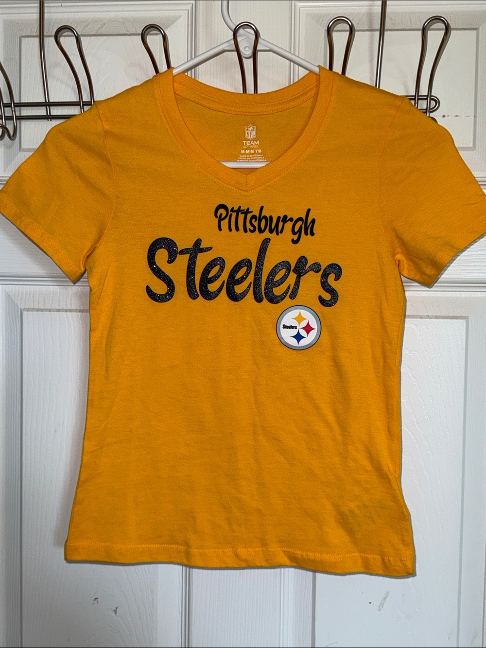 Pittsburgh Steelers Kids' Girls Size M-7/8 Short Sleeve Tee - Gold